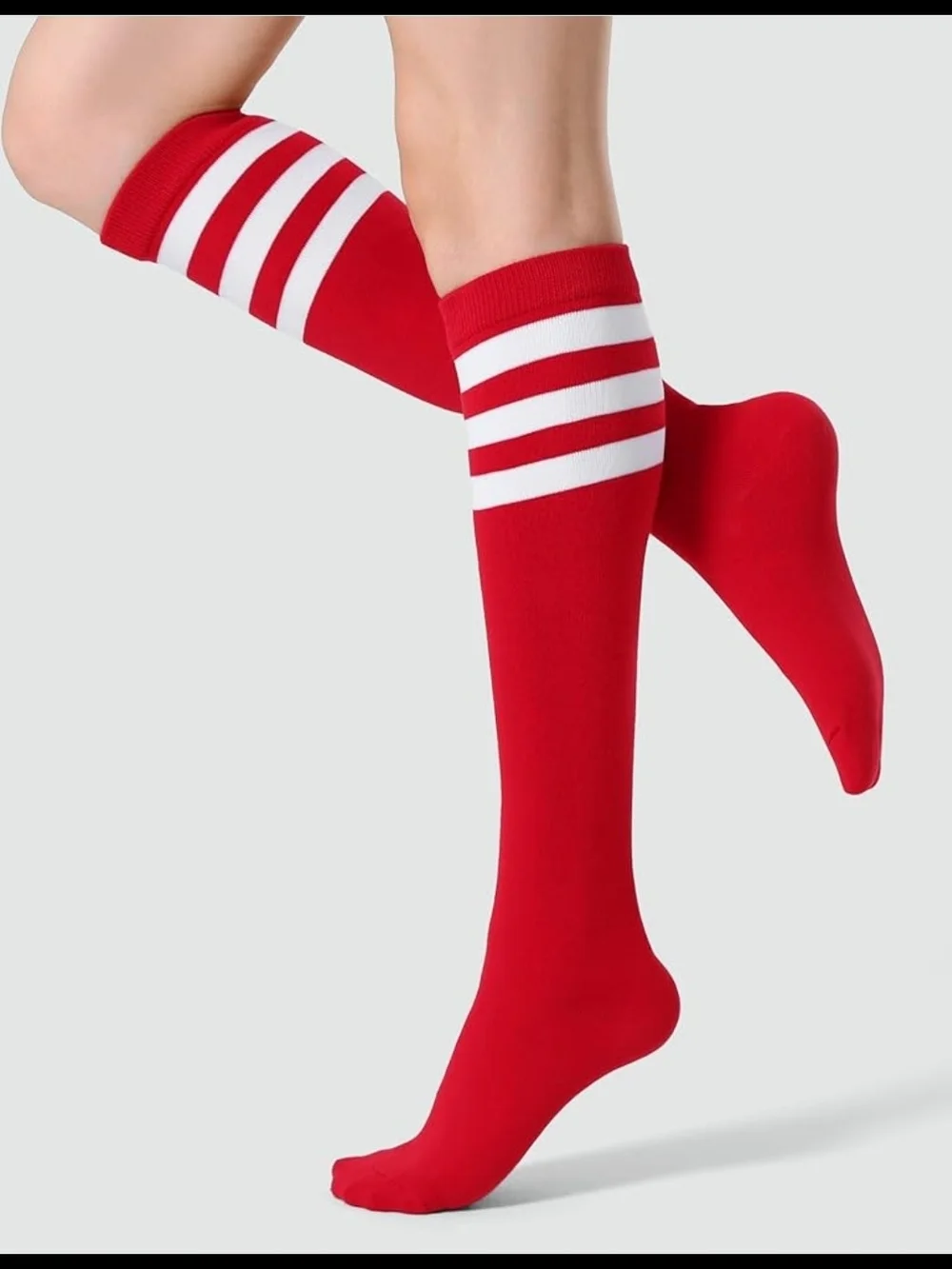 Women's Knee High Athletic Socks Stripe Tube Outdoor Sport Socks